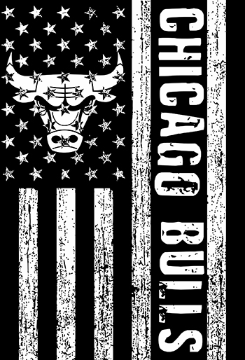 Chicago Bulls Black And White American Flag logo iron on paper